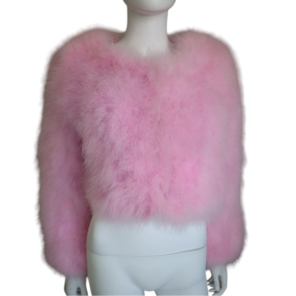 AKIRA Jackets & Blazers - Akira Real Turkey Feather Jacket S Women’s Barbiecore Soft Fuzzy Coat Baby Pink